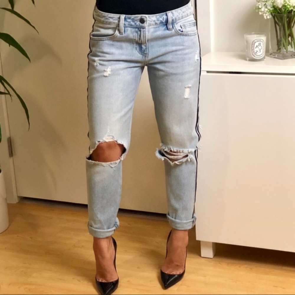 BAELEY Slim Boyfriend w/ Stripe Jeans